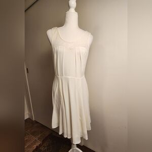 Vintage Express White Cream Lace Sweetheart Neck Floaty Skirt White Dress 8